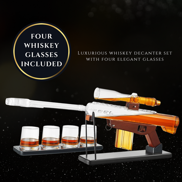 Gifts for Men Dad, Whiskey Decanter Set - Sniper Scope Glass Gun AR Limited Edition