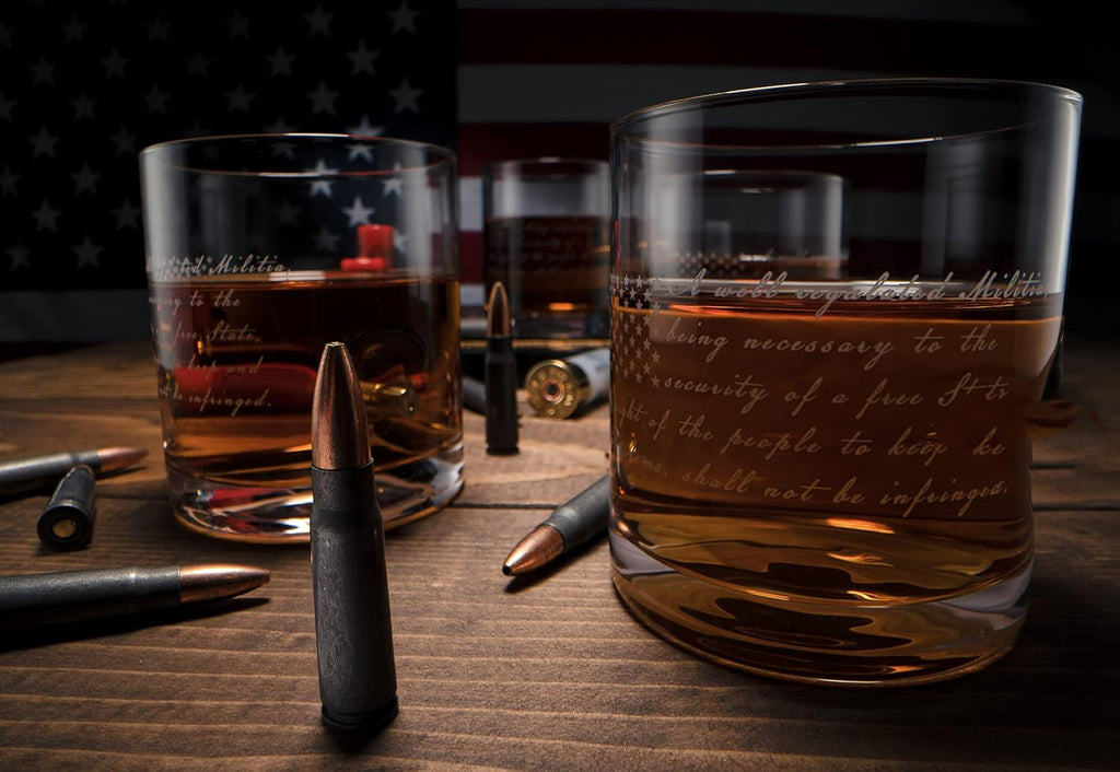 2nd Amendment American Flag Whiskey Glasses, Set of 4