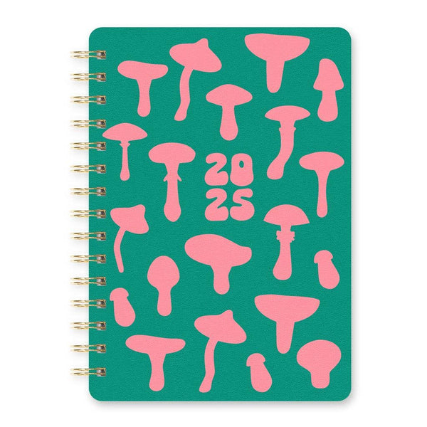 2025 Shroom Silhouettes Agatha Monthly Planner | Spiral Diary Journal Notebook | 5.75"w × 8.25