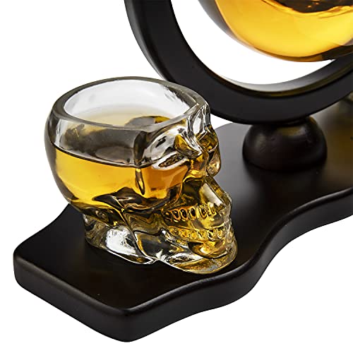 Skull Skeleton Wine & Whiskey Globe Decanter Set - 850 mL