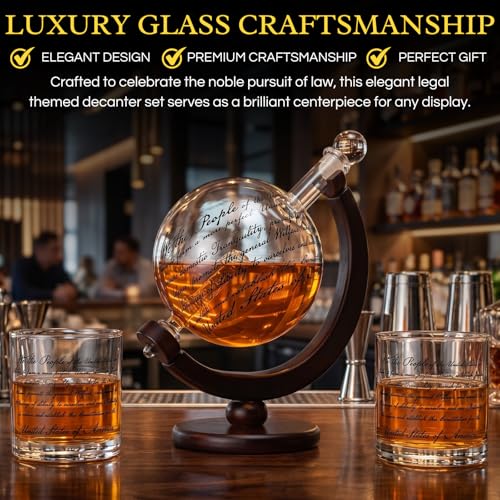 Lady Justice Law U.S. Constitution Whiskey & Wine Decanter Set - 850ml