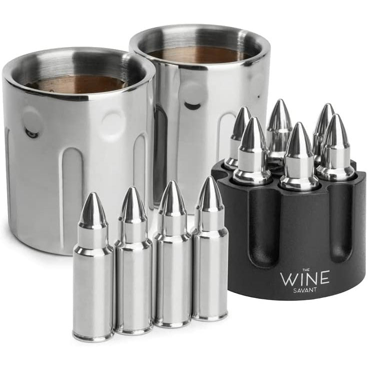 2 Metal Ice Cups & Bullet Chillers - 1.75in Bullet Chillers Set of 6