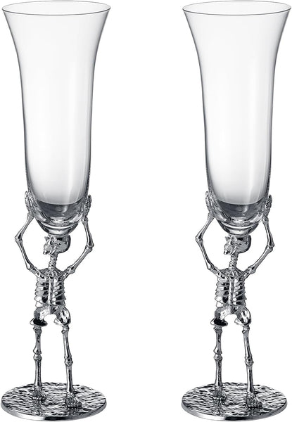 Stemmed Skeleton Champagne Flute Glass | Set of 2 | 7.5oz