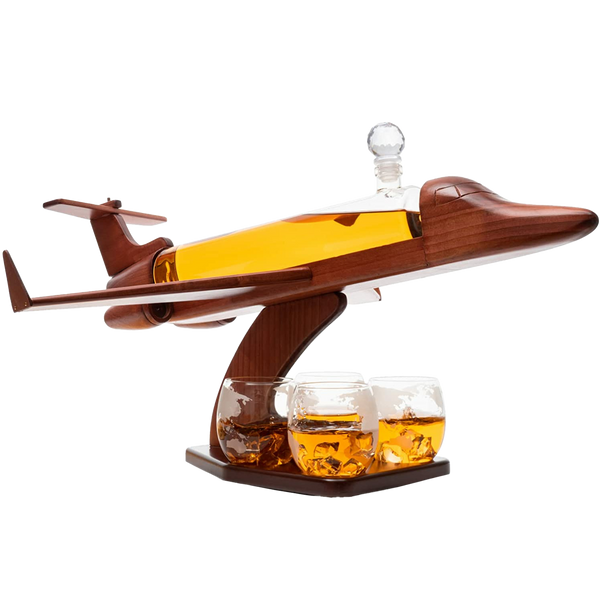 Jet Airplane Wine & Whiskey Decanter 1000ml Set with 4