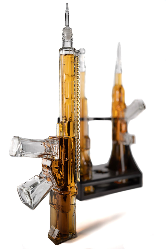 3 Gun Whiskey Decanters Set AR15, AK47, & Rifle Gun Decanter Set 1000ml