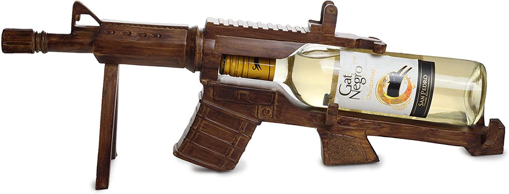 Gun AR15 Wine Bottle Holder 23" L (Wood)