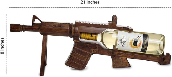 Gun AR15 Wine Bottle Holder 23" L (Wood)