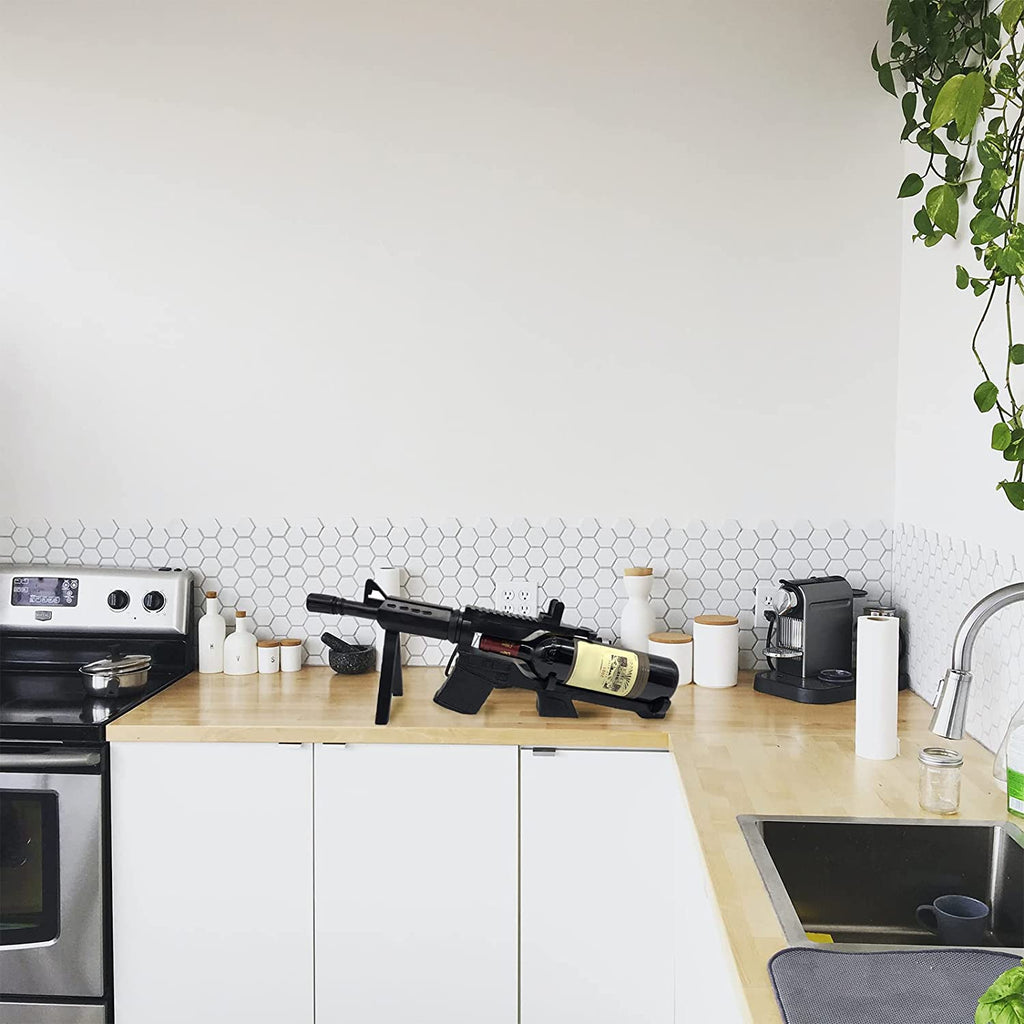 Gun AR15 Wine Bottle Holder 23" L (Wood)