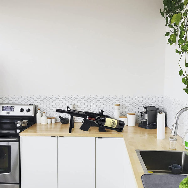 Gun AR15 Wine Bottle Holder 23" L (Wood)