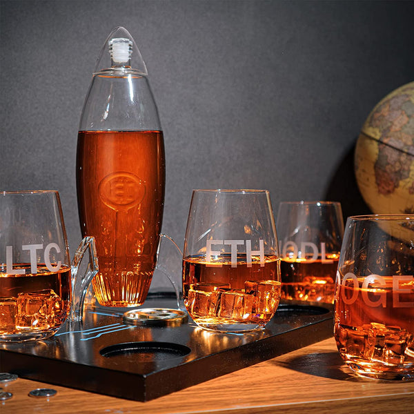 Cryptocurrency Decanter, 450ml Four 12 oz Glasses