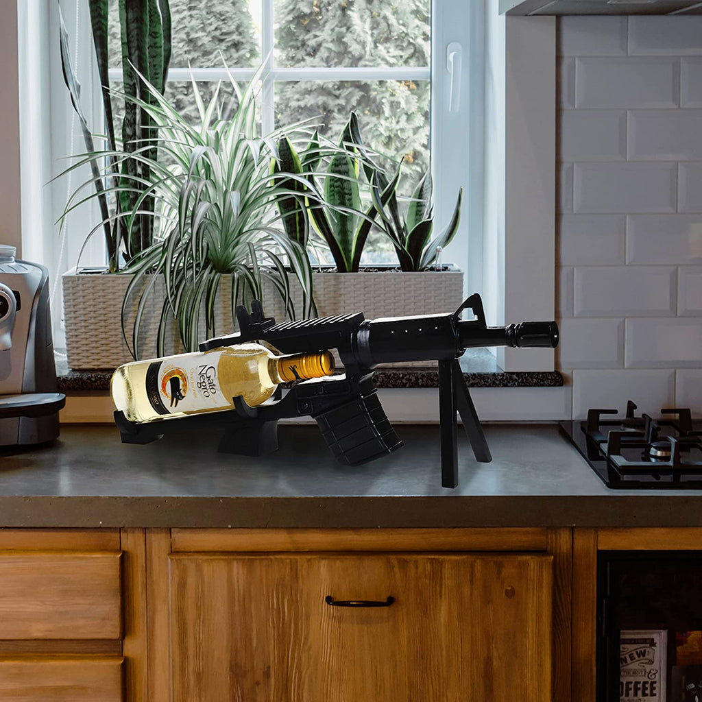 Gun AR15 Wine Bottle Holder 23" L (Wood)