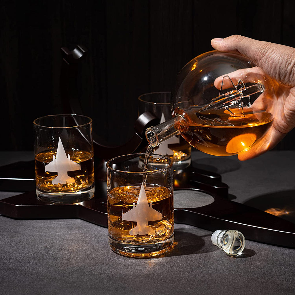 Fighter Jet Wine & Whiskey Decanter Set
