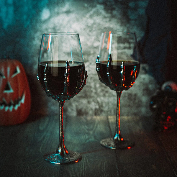 Stemmed Skeleton Wine Glasses Set of 2