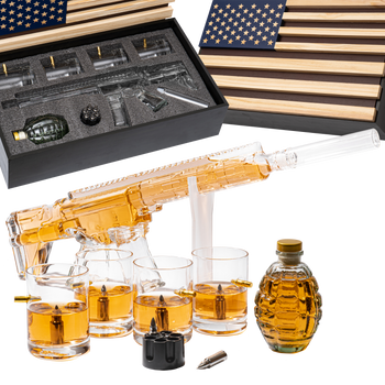 AR15 Whiskey Gun Decanter Flag Set - 1000ml Rifle & Pistol Set