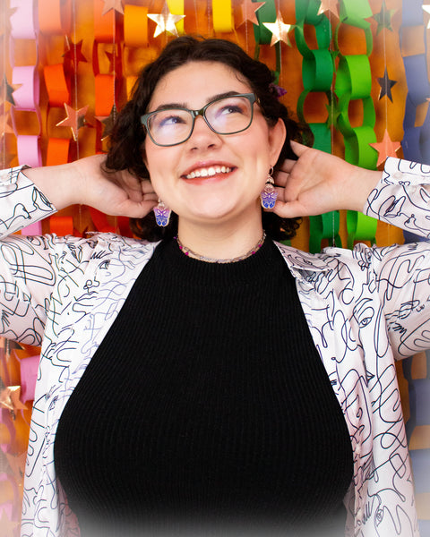 Moth Rainbow Pride Statement Dangle Earrings