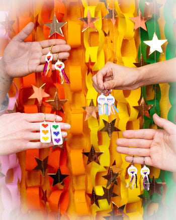 Cross Stitch Pride Flag Earrings