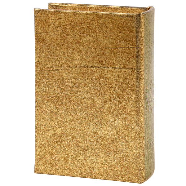 Peacock Metallic Gold Vintage Book Box | Faux Leather Wrap Book Shaped Storage Stash Trinket Box