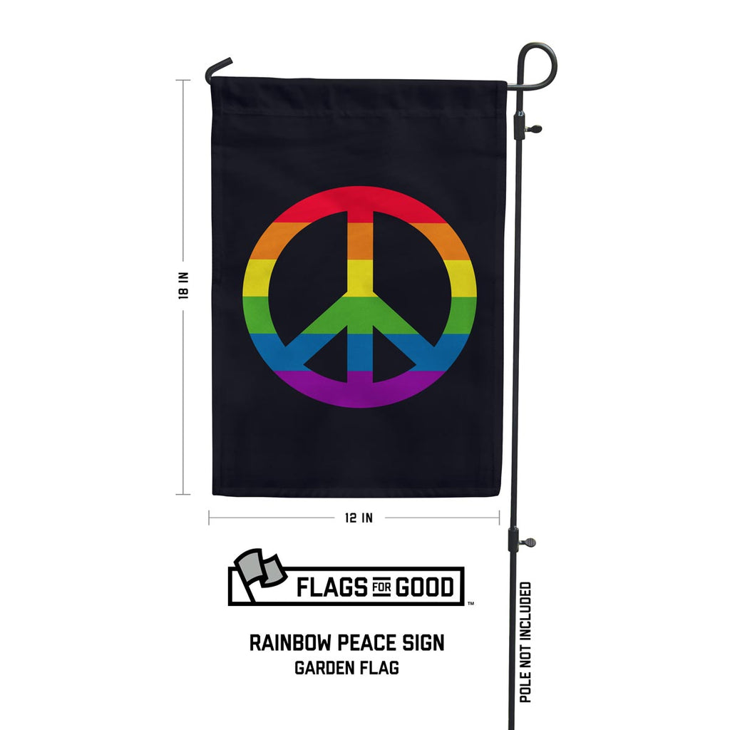 Rainbow Peace Sign Garden Flag