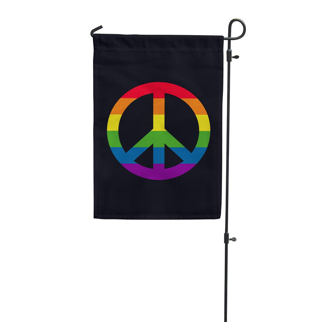 Rainbow Peace Sign Garden Flag