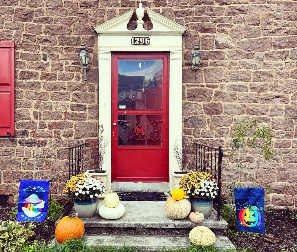 Rainbow Pumpkin Garden Flag