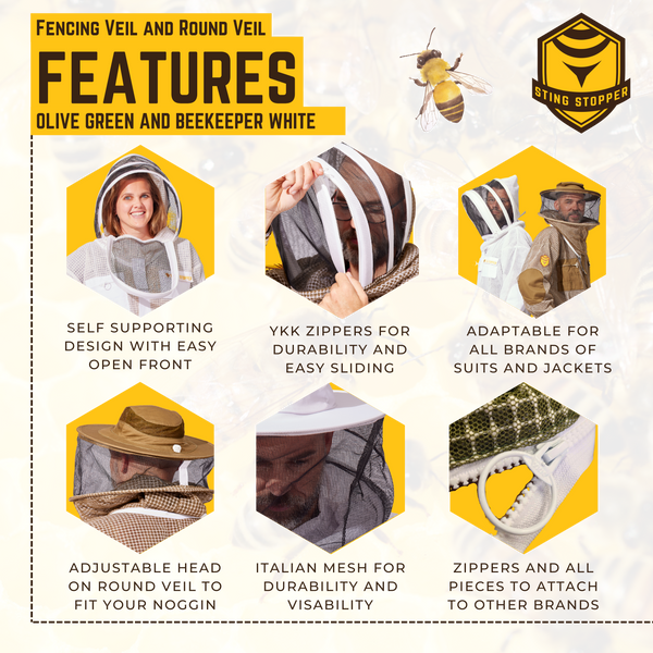 Round or Fencing Beekeeping Veil
