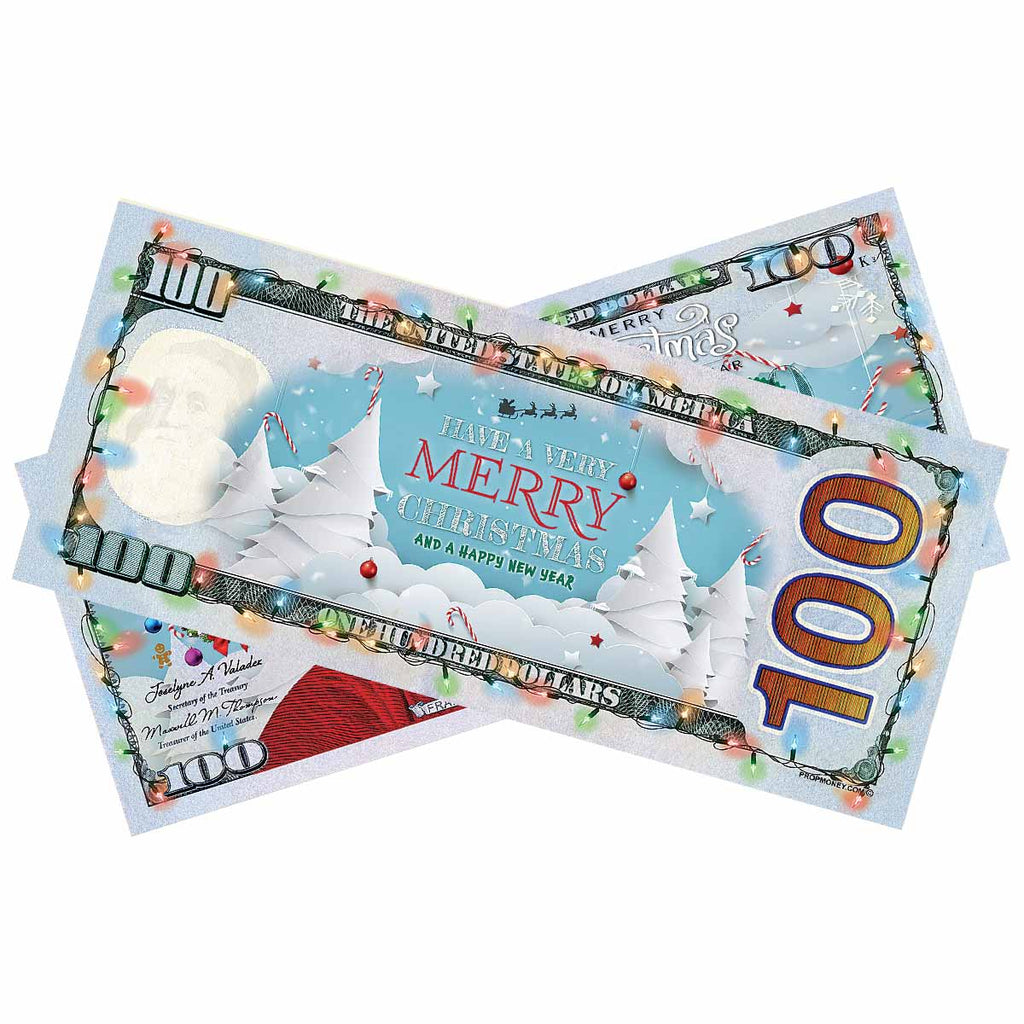 $100 Holiday Christmas New Year Bills