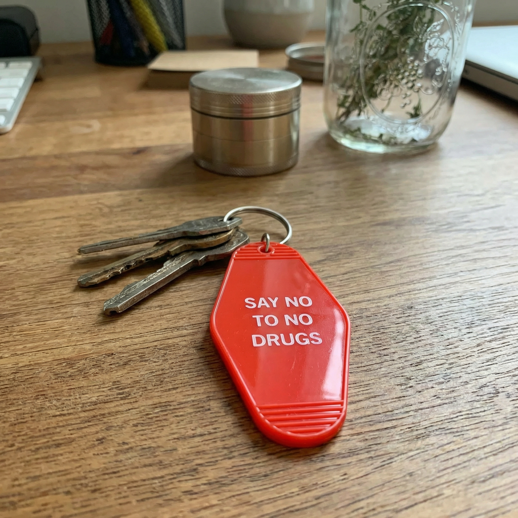 Say No To No Drugs Motel Style Keychain in Red