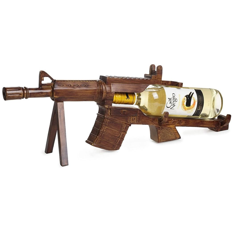 Gun AR15 Wine Bottle Holder 23" L (Wood)