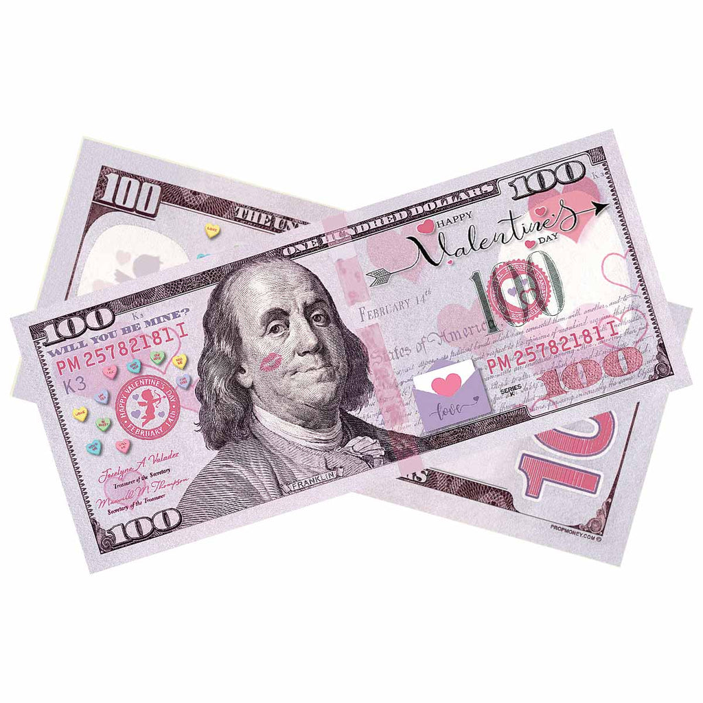 $100 Happy Valentine's Day Bills