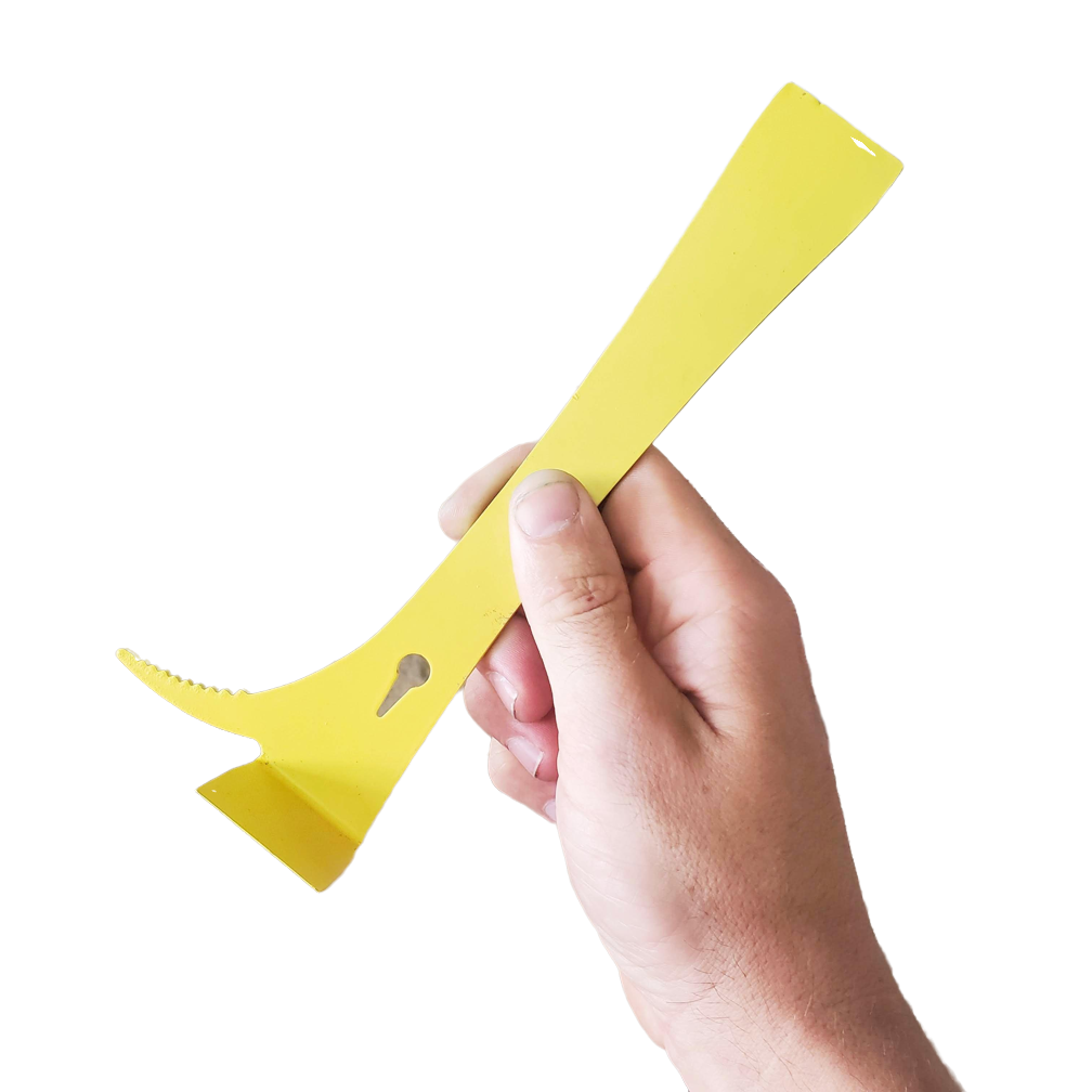 Yellow Hive Tool with Curved Hook