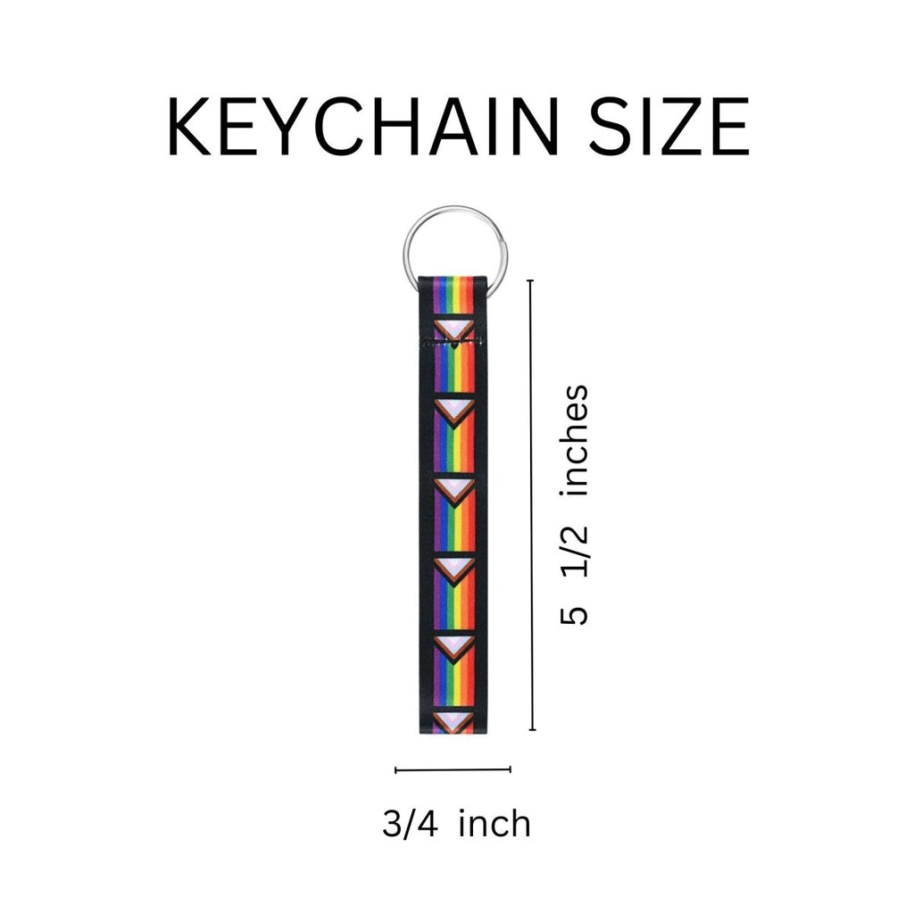 50 Pack Daniel Quasar's "Progress Pride" Flag Lanyard Style Keychains (50 Keychains)