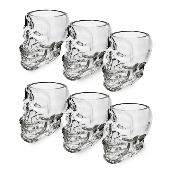 Skull Shot Glasses Set of 6 - 3oz Skull Glasses 3" H