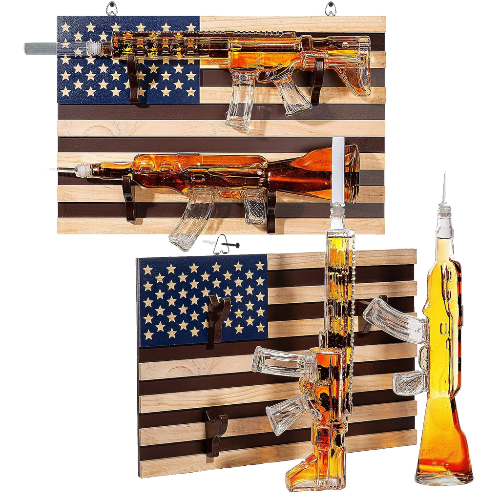 2 Gun Whiskey Decanters Set AR15 and AK47 Gun Decanter 1000ml