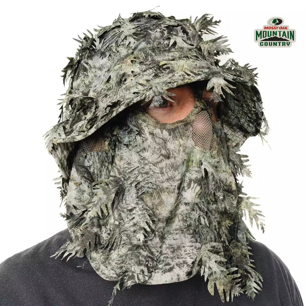 3D Leafy Camo Face Mask Bucket Hats in Mossy Oak and Realtree - Adjustable OSFM