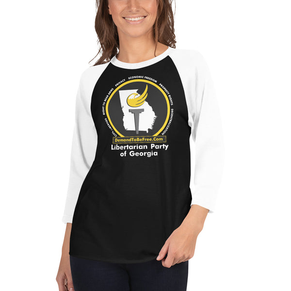 Libertarian Party of Georgia 3/4 sleeve raglan shirt