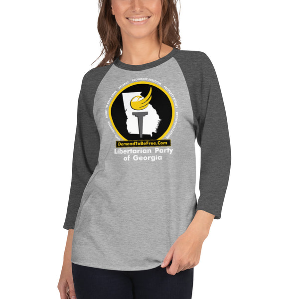 Libertarian Party of Georgia 3/4 sleeve raglan shirt