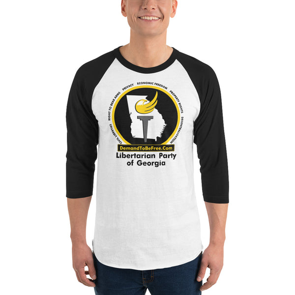 Libertarian Party of Georgia 3/4 sleeve raglan shirt