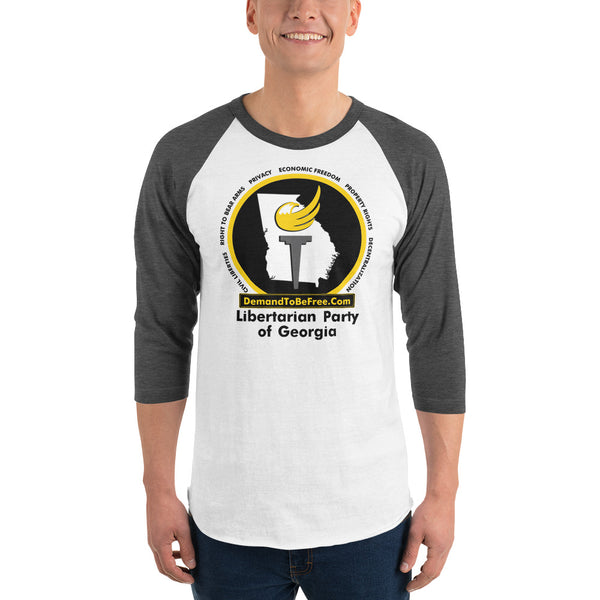 Libertarian Party of Georgia 3/4 sleeve raglan shirt