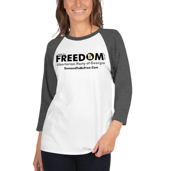 Fight for Freedom Libertarian Party of Georgia 3/4 sleeve raglan shirt