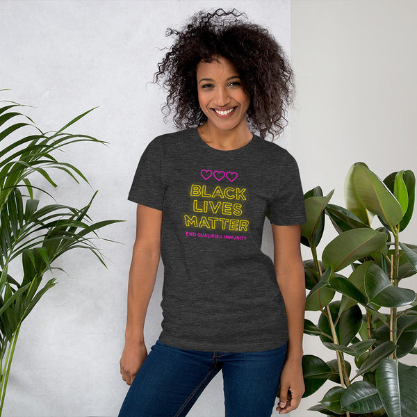 Black Lives matter Neon Short-Sleeve Unisex T-Shirt - Proud Libertarian - Peace Love Liberty