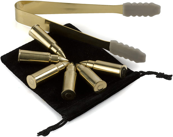 Bullet Whiskey Chillers Stones - 1.75in Whiskey Rocks, Set of 6 (Gold)