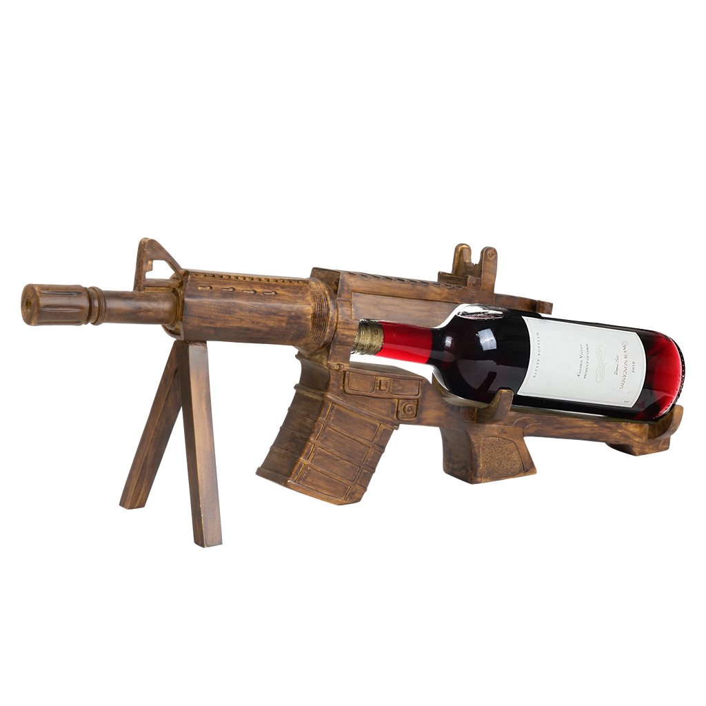 Gun AR15 Wine Bottle Holder 23" L (Wood)