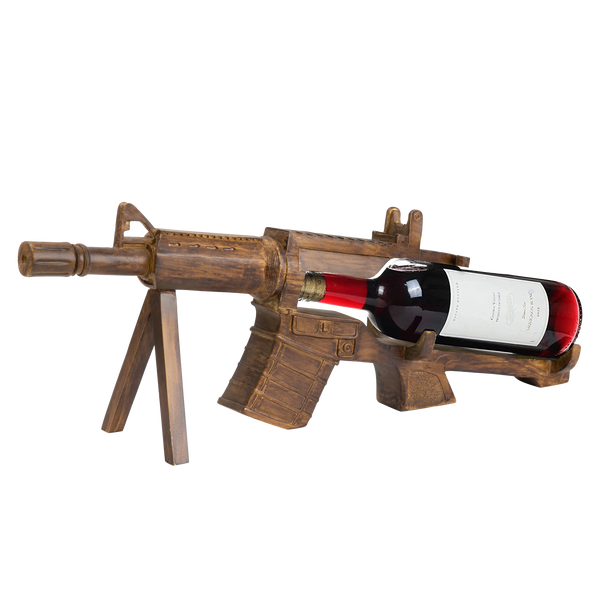 Gun AR15 Wine Bottle Holder 23" L (Wood)