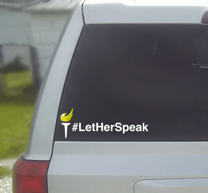 Libertarian Party Torch #LetHerSpeak Vinyl Window Decal (Large) - Proud Libertarian - Proud Libertarian