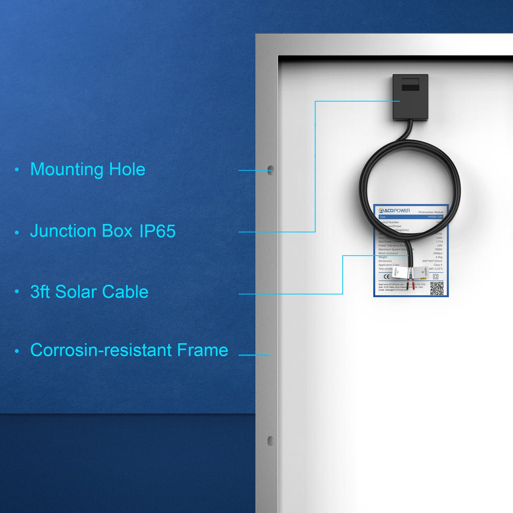 30 Watts Mono Solar Panel, 12V by ACOPOWER - Proud Libertarian - ACOPOWER