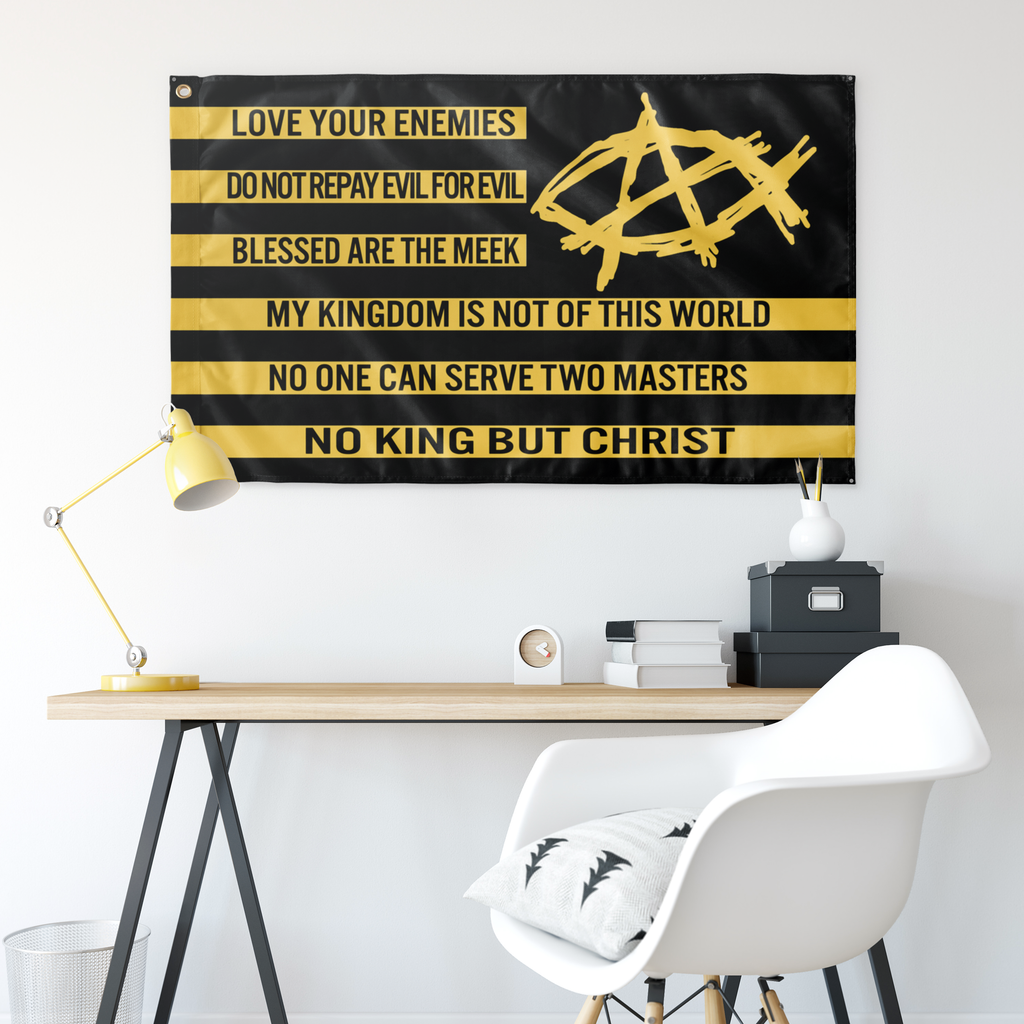 AnarchoChristian - No King But Christ Single-Sided Flag - Proud Libertarian - AnarchoChristian