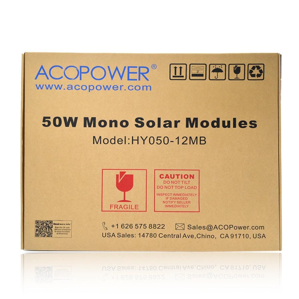 50 Watts All Black Mono Solar Panel, 12V by ACOPOWER - Proud Libertarian - ACOPOWER