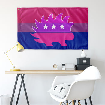 Libertarian Porcupine - LGBTQ - Bisexual Single-Sided Flag (solid) - Proud Libertarian - Logik Reks
