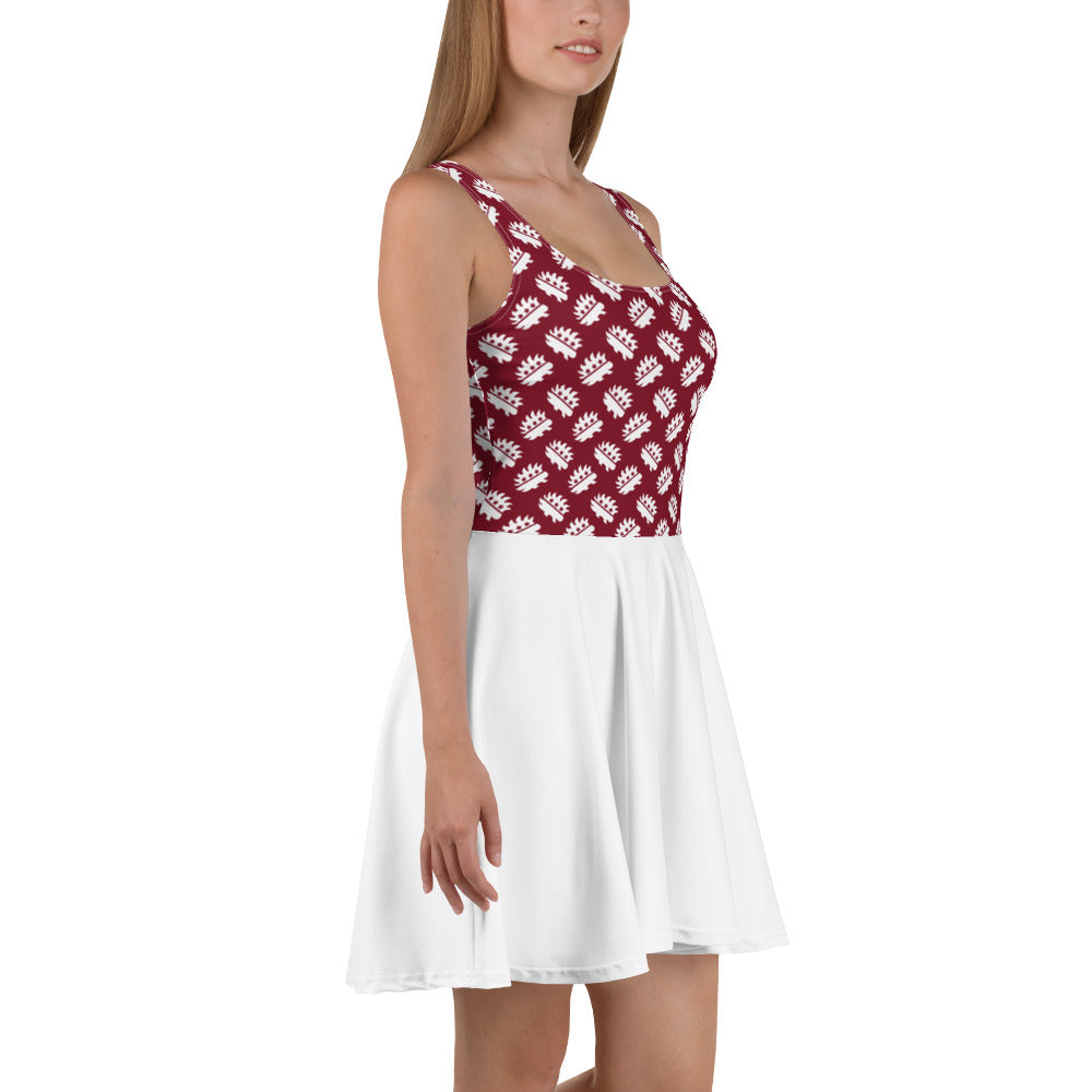 Maroon Porcupine Skater Dress (White) - Proud Libertarian - Proud Libertarian