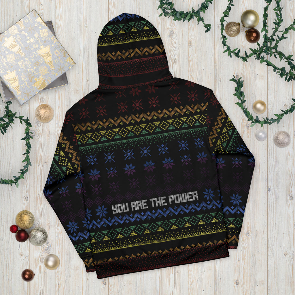 Peace Love Freedom Rainbow Ugly Holiday Sweater Hoodie - Proud Libertarian - You Are the Power